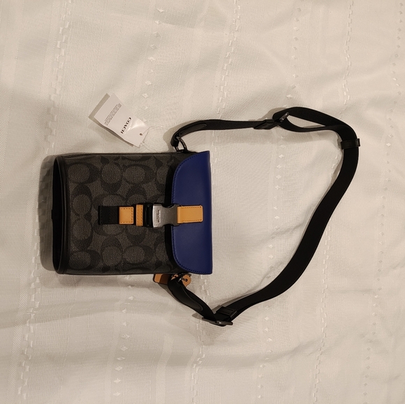 Coach Track Signature Canvas Colorblock (Blue) Small Crossbody Bag - Picture 5 of 7